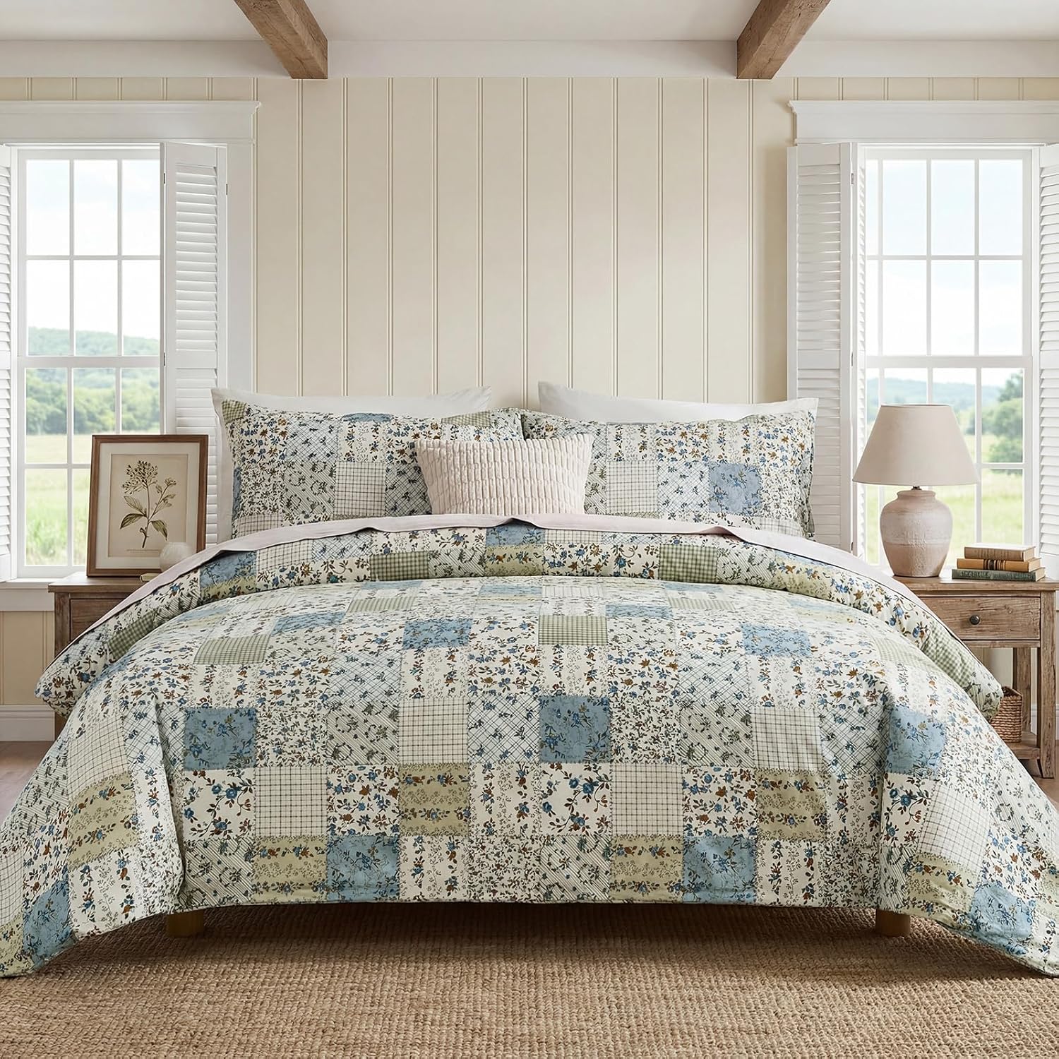 Blue Botanical Patchwork Duvet Set, gallery image 3