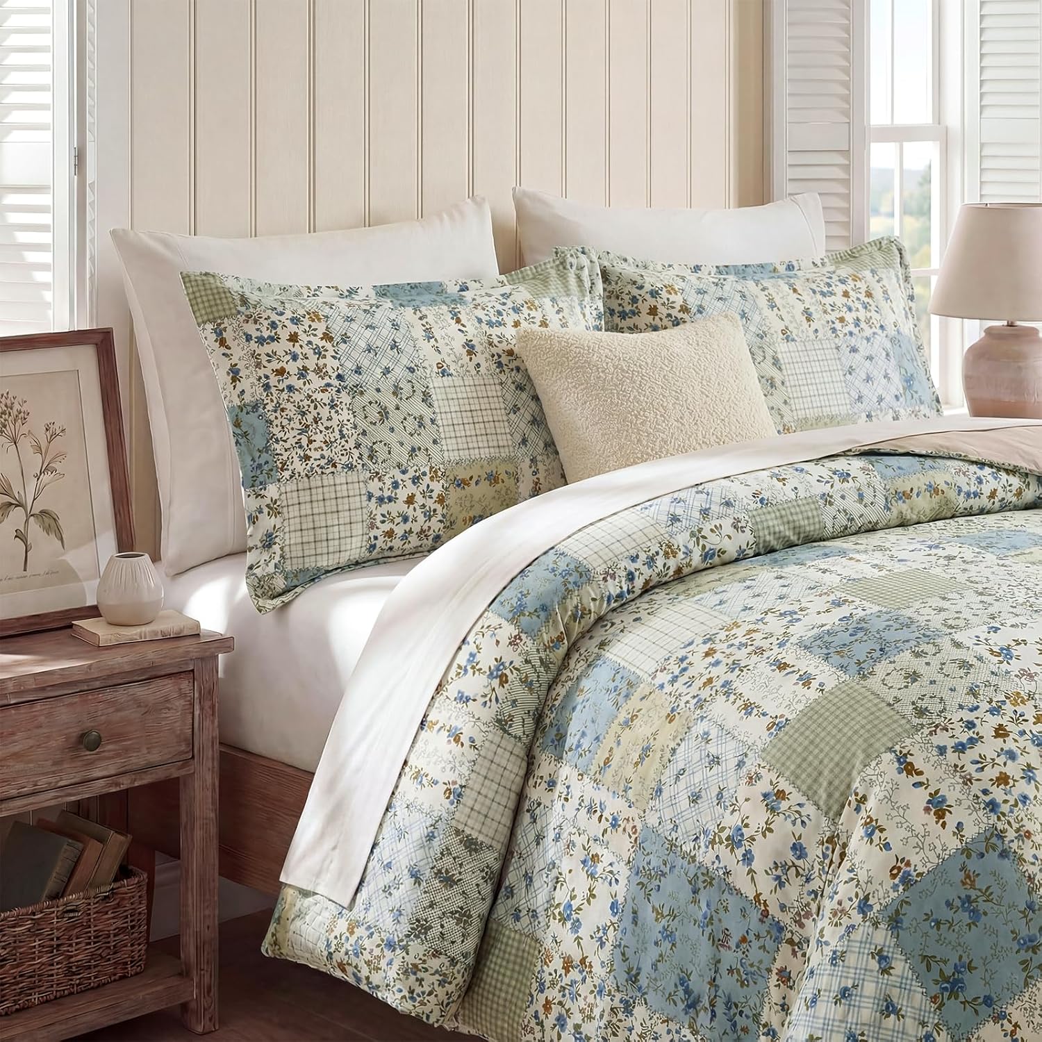 Blue Botanical Patchwork Duvet Set, gallery image 5