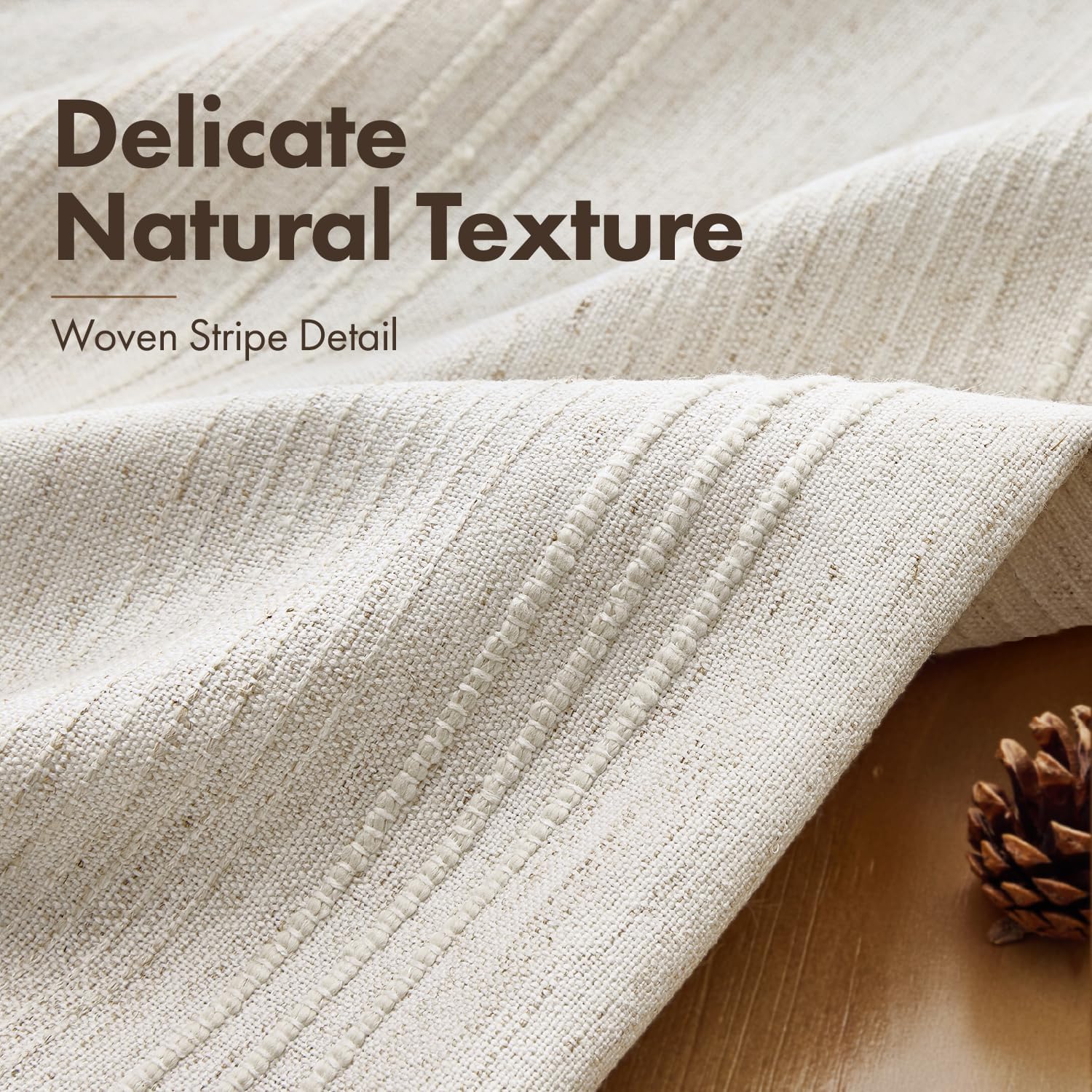 Close view of a natural woven pillow cover