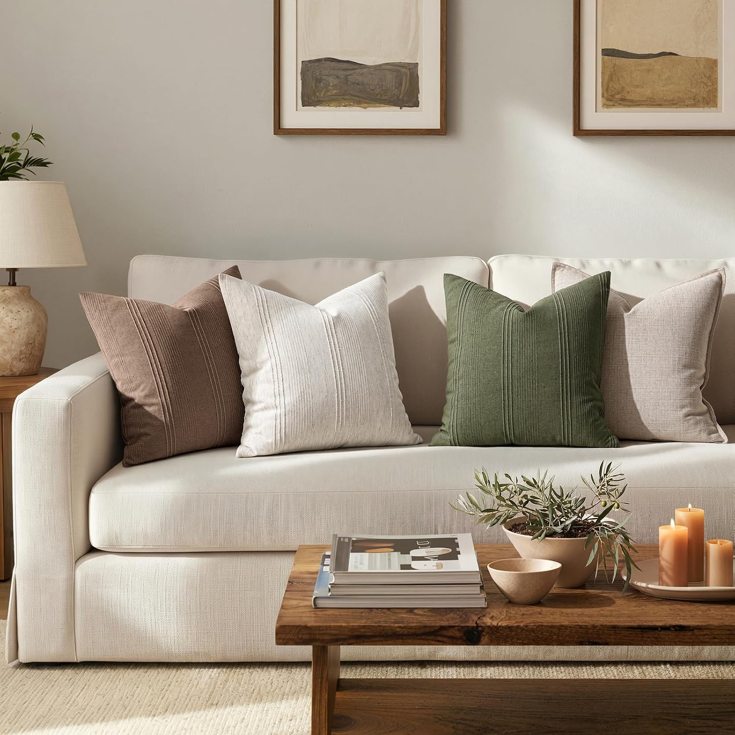 Natural Striped Textured Pillow Covers, gallery image 4