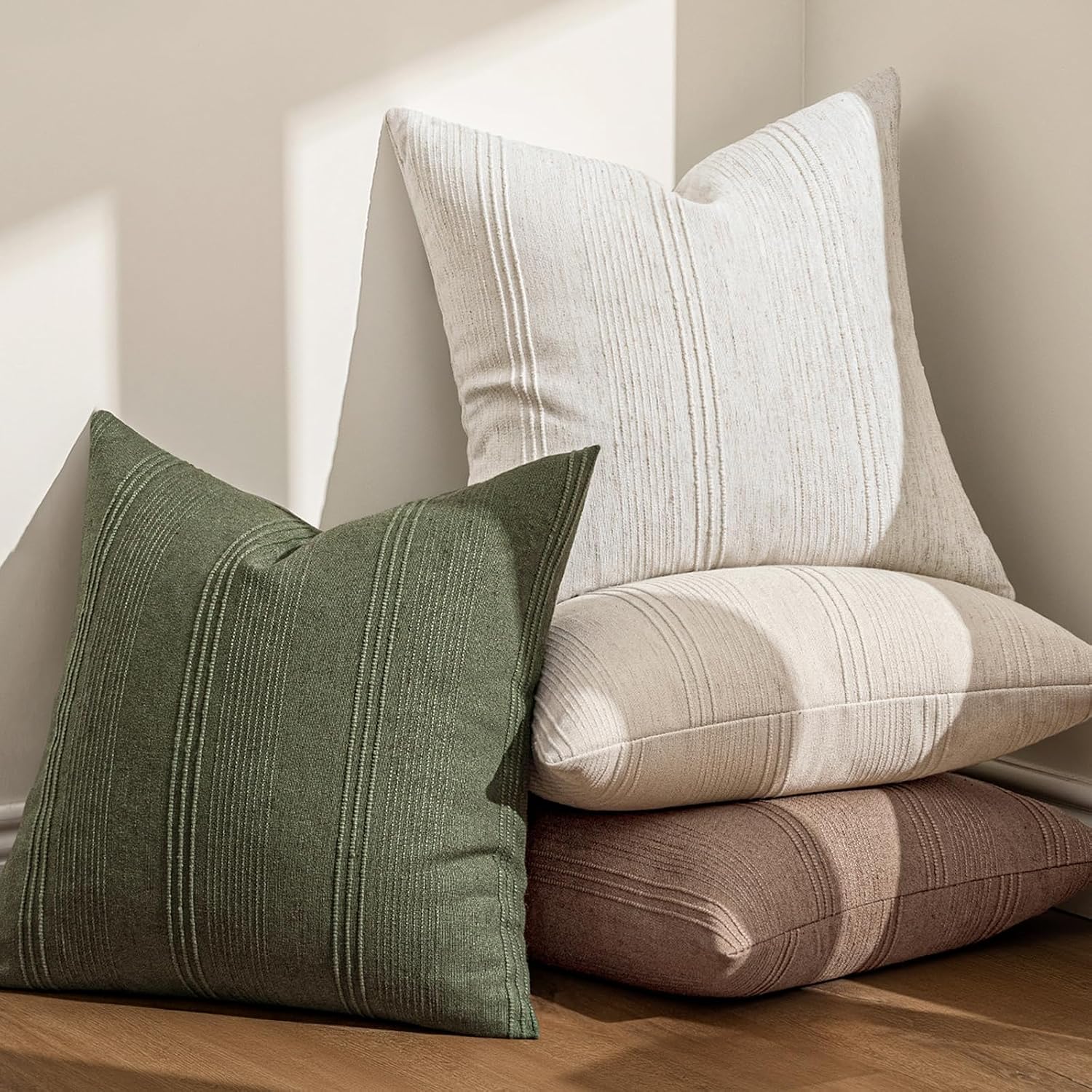 Natural Striped Textured Pillow Covers, gallery image 5