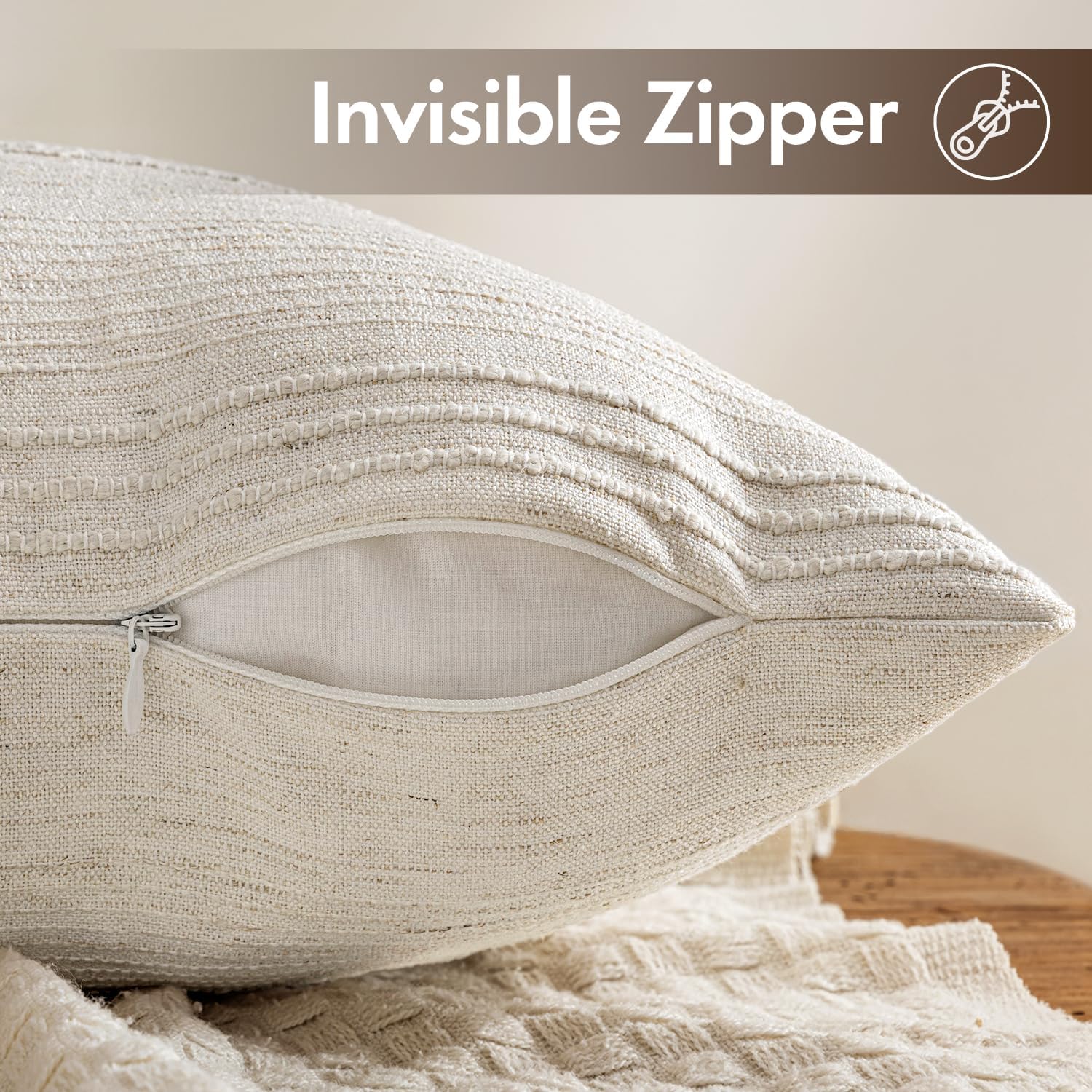 Natural Striped Textured Pillow Covers, gallery image 7
