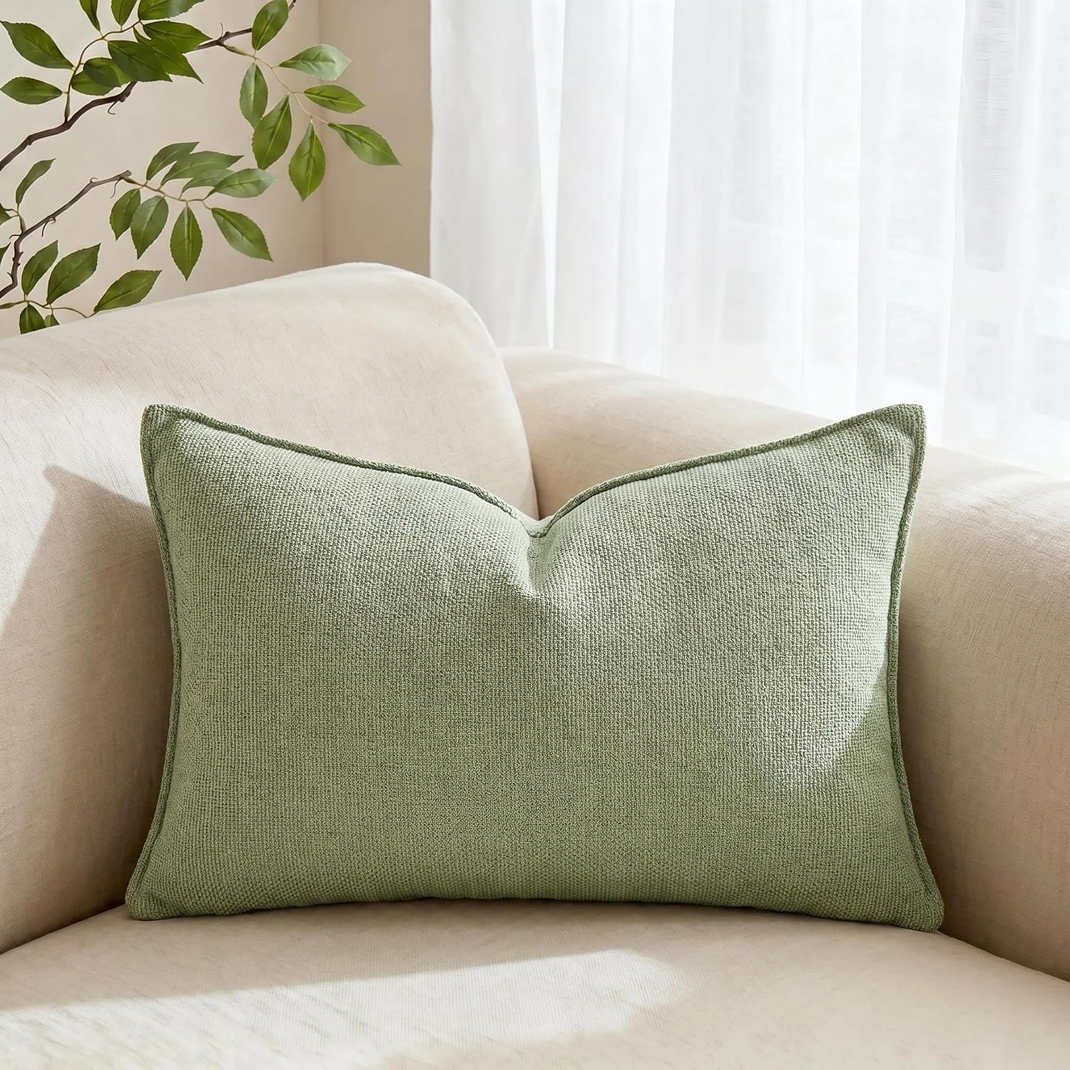 Sage Chenille Flange Lumbar Covers, gallery image 6