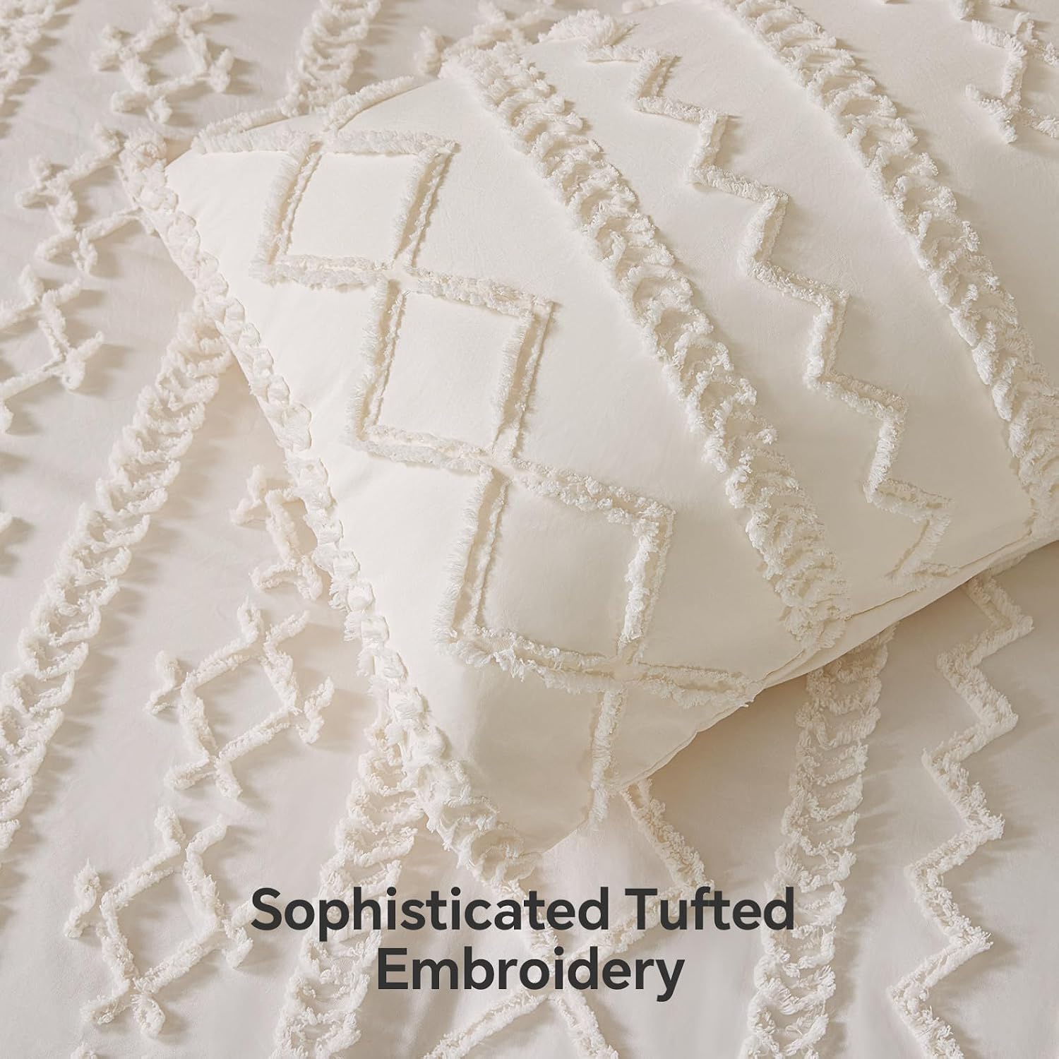 Cream Tufted Seven-Piece Bed Set, gallery image 4