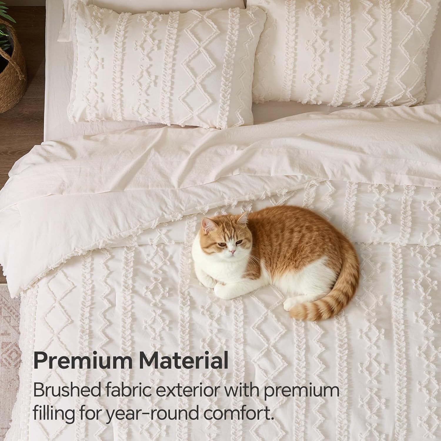 Cream Tufted Seven-Piece Bed Set, gallery image 5